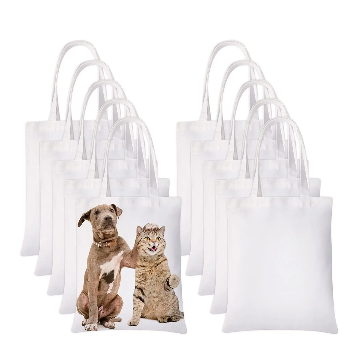 6pcs White Canvas Tote Bags, S - Tote Bag Sublimation ulasan dan harga