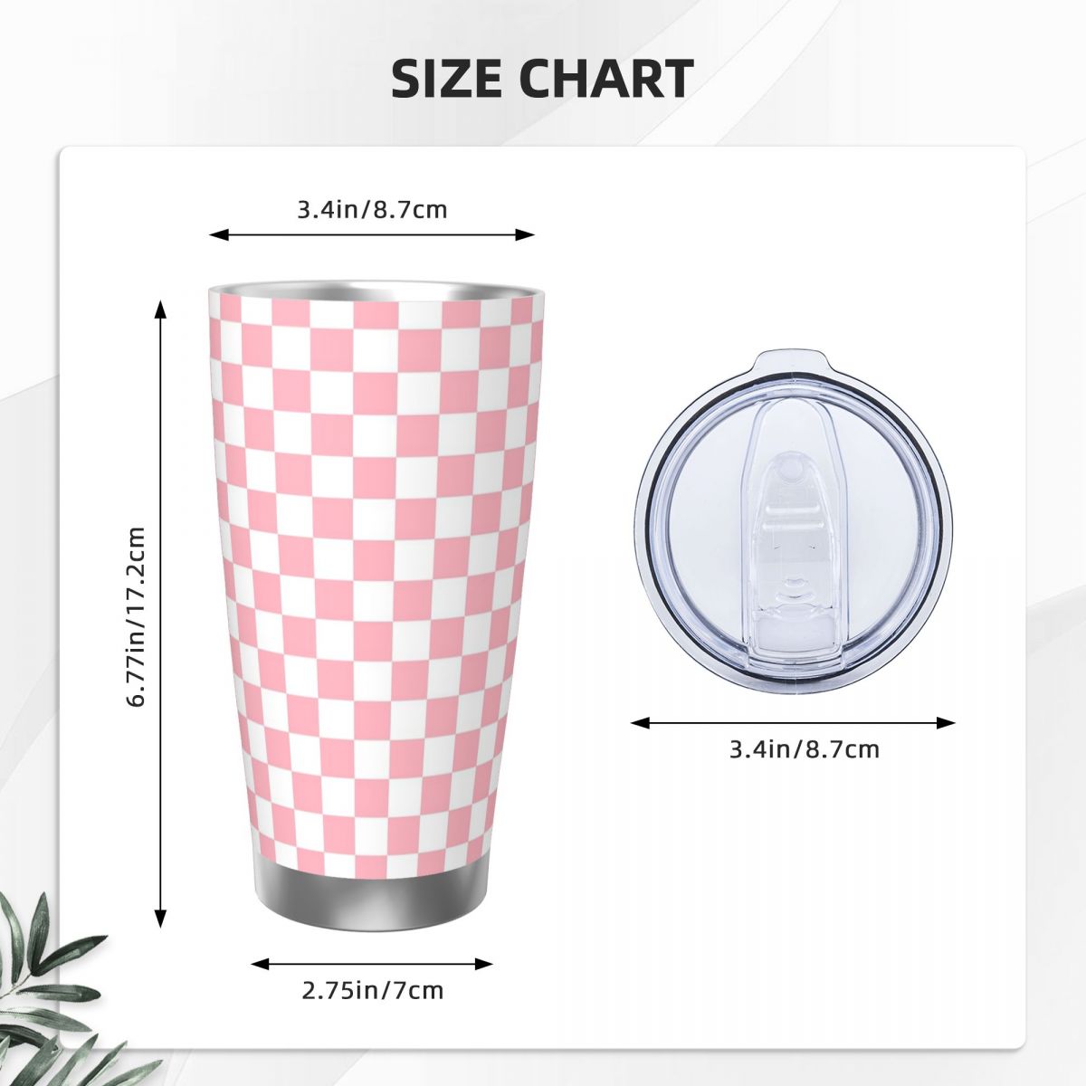 Pink White Checkerboard Patter - Tumbler 20Oz White ulasan dan harga