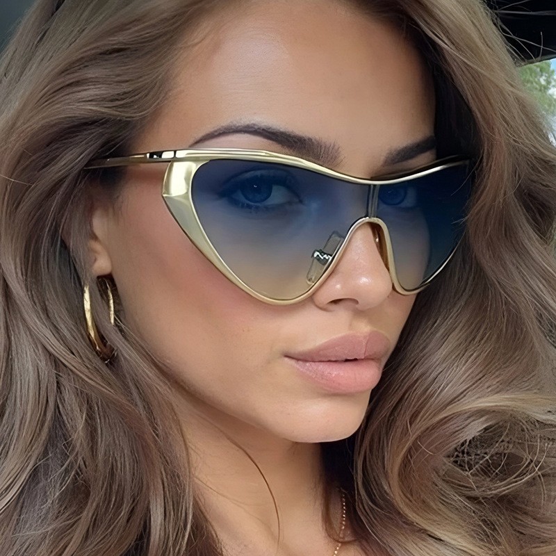Rimless Y2K Style Sunglasses R - Metal Photo Panel ulasan dan harga