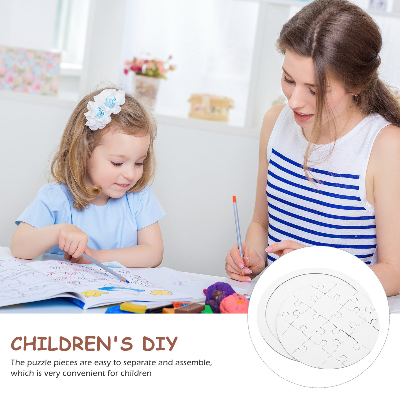 4 Sets Puzzle Blank Coloring P - Puzzle Blank White ulasan dan harga