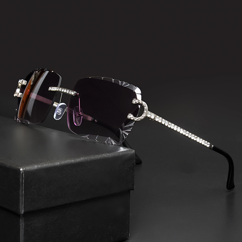 Fashion Rimless Square Sunglas - Metal Photo Panel ulasan dan harga