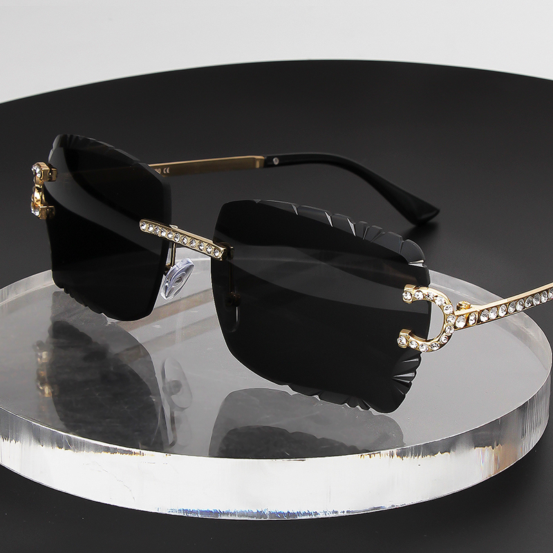 Fashion Rimless Square Sunglas - Metal Photo Panel ulasan dan harga