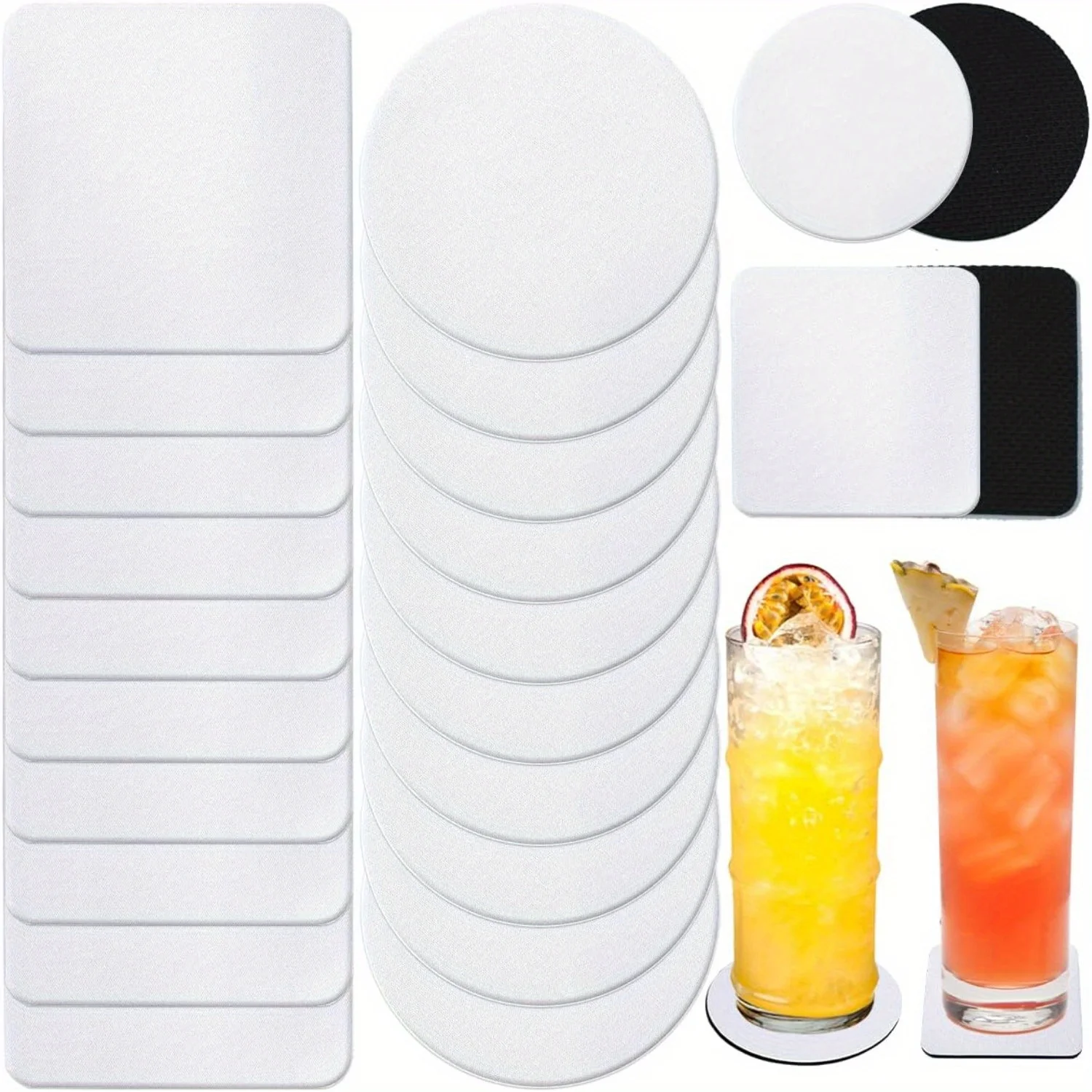 30/50 Pcs Square and Round Sub - Coaster Sublimation Blank ulasan dan harga