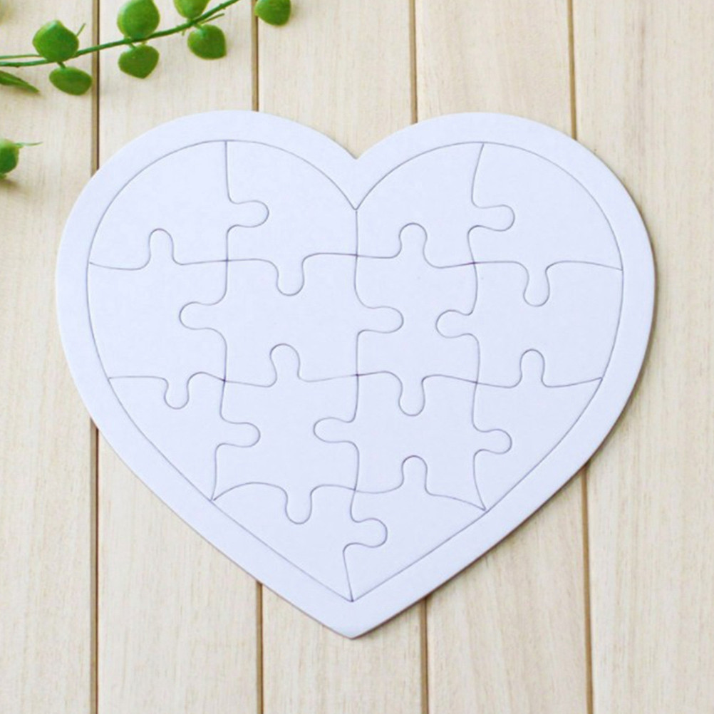 4Pcs Coloring Blank Puzzle Set - Puzzle Blank White ulasan dan harga